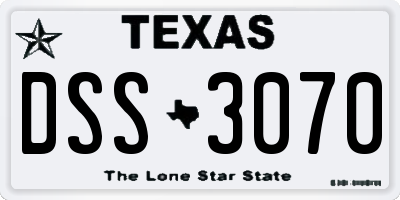 TX license plate DSS3070