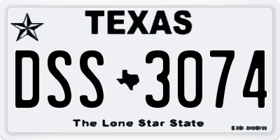TX license plate DSS3074