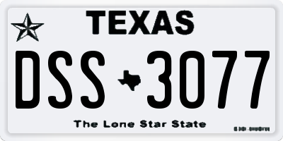 TX license plate DSS3077