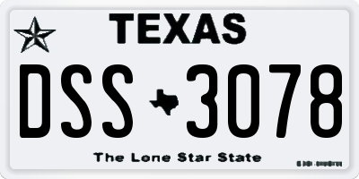 TX license plate DSS3078