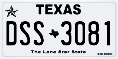 TX license plate DSS3081