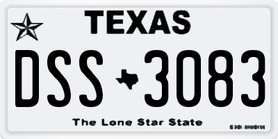 TX license plate DSS3083