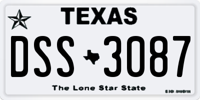 TX license plate DSS3087