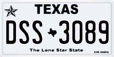 TX license plate DSS3089