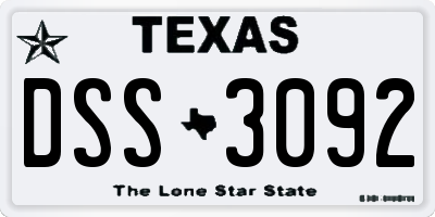 TX license plate DSS3092