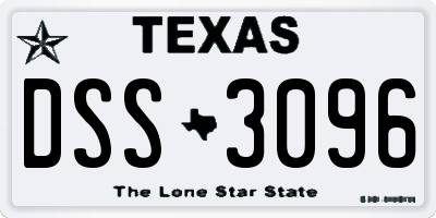 TX license plate DSS3096