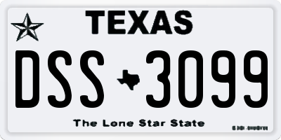 TX license plate DSS3099