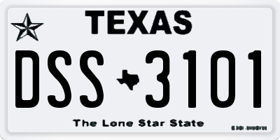 TX license plate DSS3101