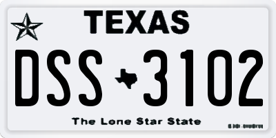 TX license plate DSS3102