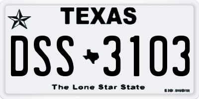 TX license plate DSS3103