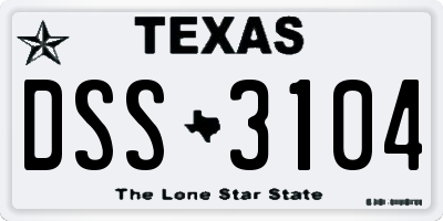 TX license plate DSS3104