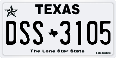 TX license plate DSS3105