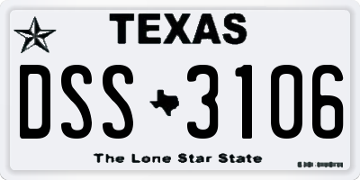 TX license plate DSS3106