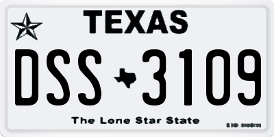 TX license plate DSS3109