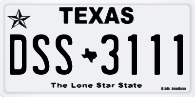 TX license plate DSS3111