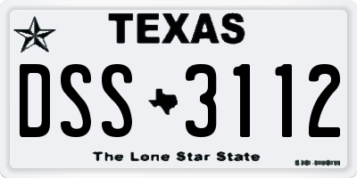 TX license plate DSS3112
