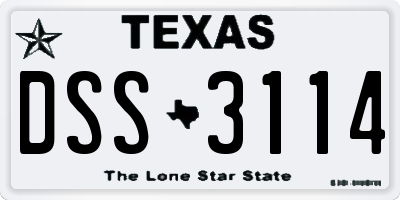 TX license plate DSS3114