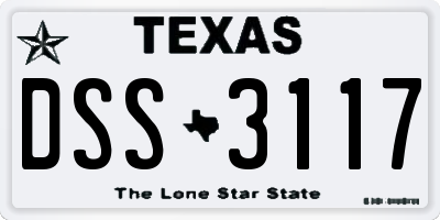 TX license plate DSS3117