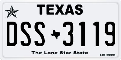 TX license plate DSS3119