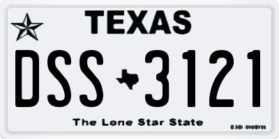 TX license plate DSS3121