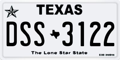 TX license plate DSS3122
