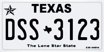 TX license plate DSS3123