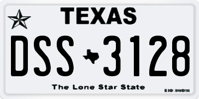 TX license plate DSS3128