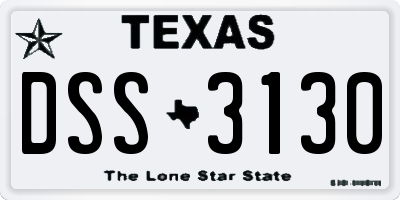 TX license plate DSS3130