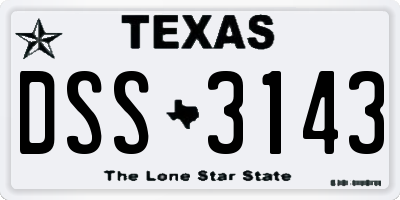 TX license plate DSS3143