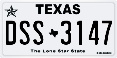 TX license plate DSS3147