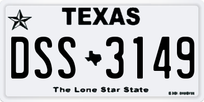 TX license plate DSS3149