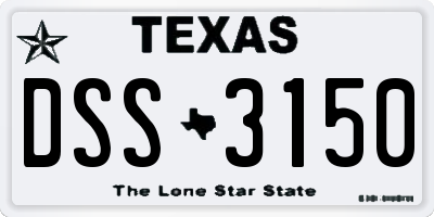 TX license plate DSS3150
