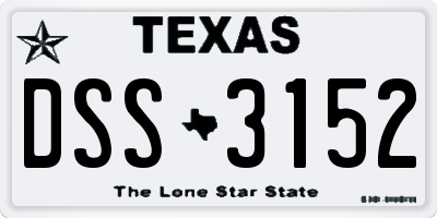 TX license plate DSS3152
