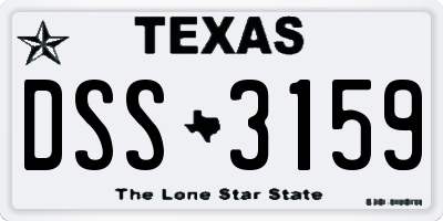 TX license plate DSS3159