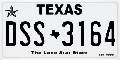 TX license plate DSS3164
