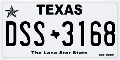 TX license plate DSS3168