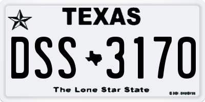 TX license plate DSS3170
