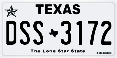 TX license plate DSS3172
