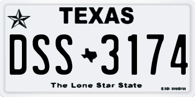 TX license plate DSS3174