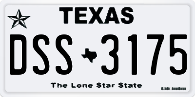 TX license plate DSS3175