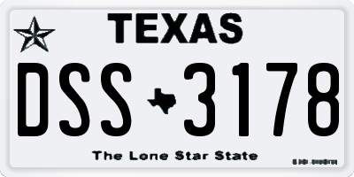 TX license plate DSS3178