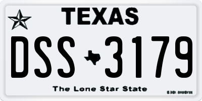 TX license plate DSS3179