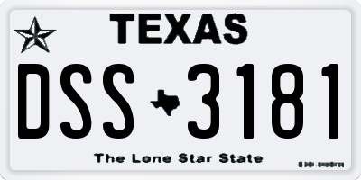 TX license plate DSS3181