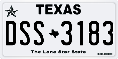 TX license plate DSS3183