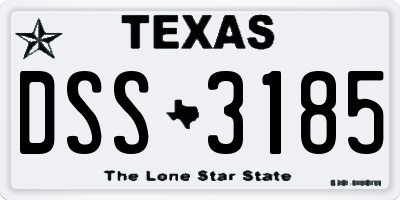 TX license plate DSS3185