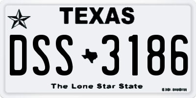 TX license plate DSS3186