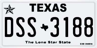 TX license plate DSS3188