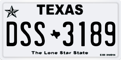 TX license plate DSS3189