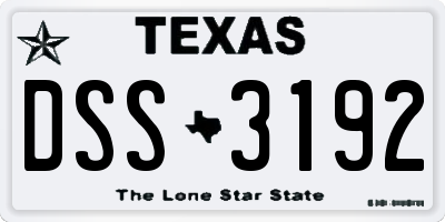 TX license plate DSS3192