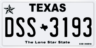 TX license plate DSS3193
